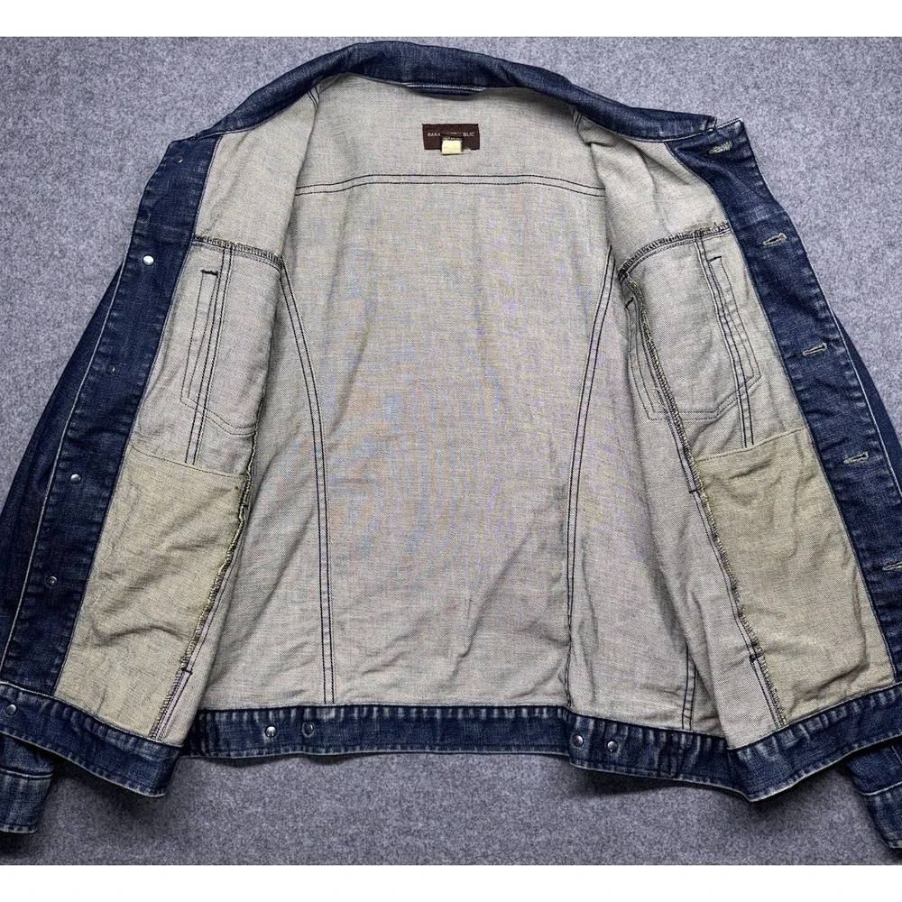 Banana Republic Fremont Denim Trucker Jean Jacket Mens Large Dark Wash Retro